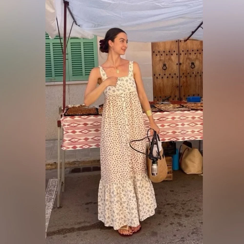 Sezane Catherine patchwork mini fleurs maxi dress Size 36 (4) - Picture 6 of 13